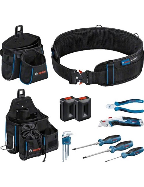BOSCH ENSEMBLE CEINTURE ET POCHES À OUTILS AVEC OUTILS À MAIN